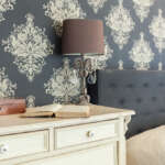Close-up of patterned wallpaper in retro interior